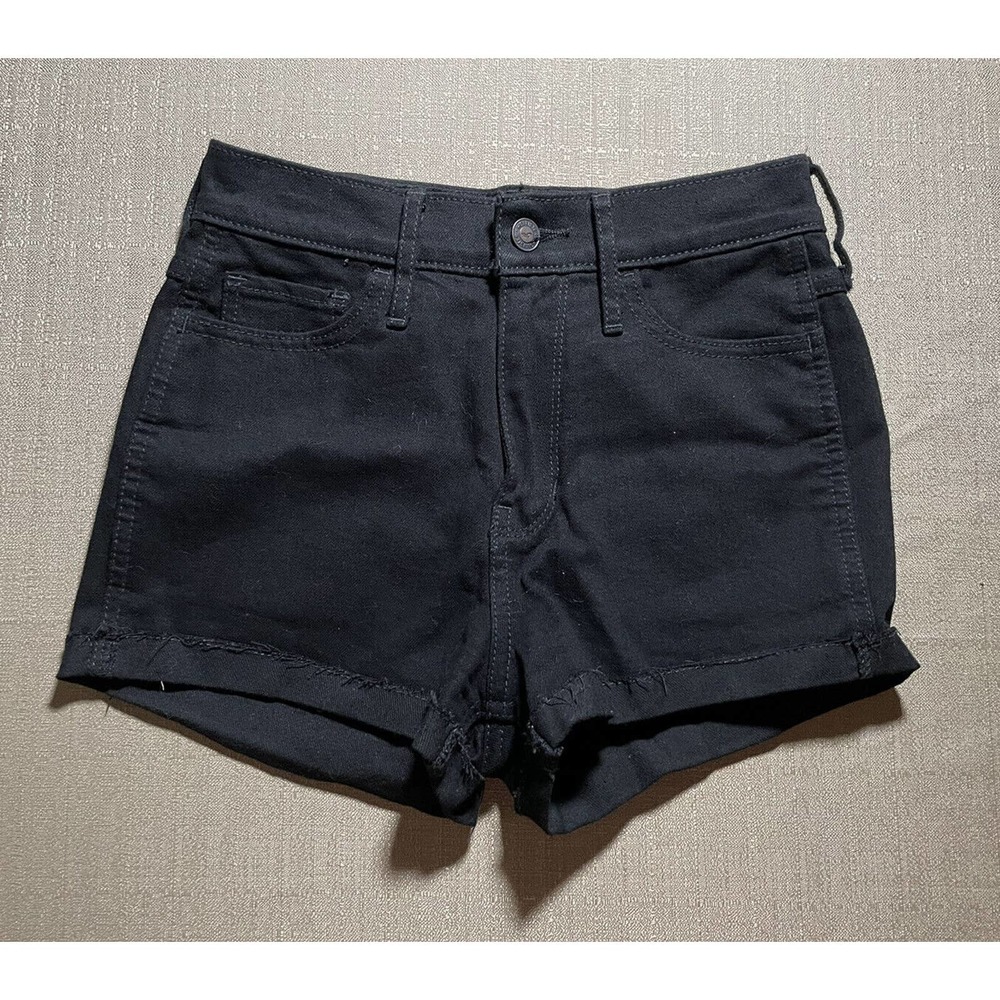 NEW Hollister Jean Shorts Size 1 W25 Women’s Denim Black Logo Classic Pocket